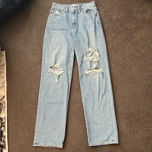 Madewell The Baggy Straight Jeans In Earlhurst Wash Ripped Edition - Picture 4 of 7